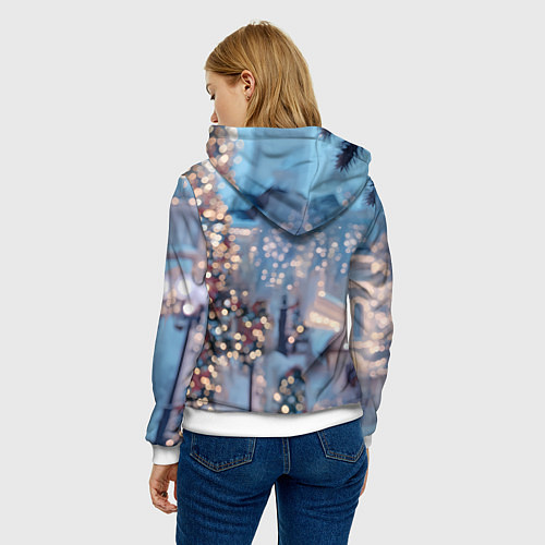 Женская толстовка Белая лошадка у новогодней елки / 3D-Белый – фото 4