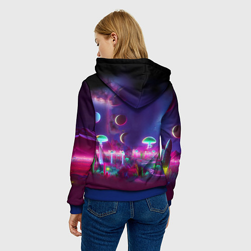 Женская толстовка Космонавт Шрук в неоновом скафандре на загадочной / 3D-Синий – фото 4