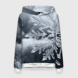Женская толстовка Снежинка на черно белое