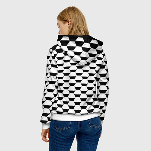 Женская толстовка Juventus геометрия черно белая / 3D-Белый – фото 4