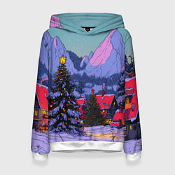 Женская толстовка Новогодние елки в горном городке