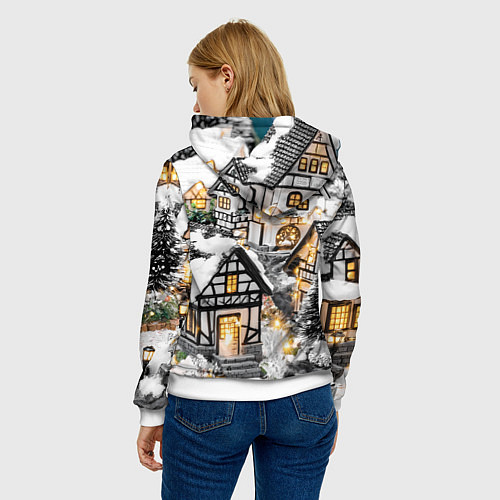 Женская толстовка Объемные новогодние дома / 3D-Белый – фото 4