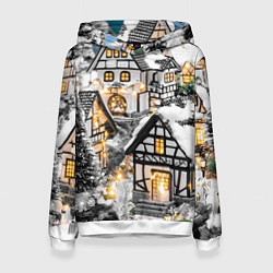 Женская толстовка Объемные новогодние дома