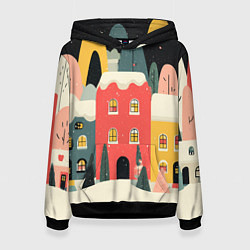 Женская толстовка Разноцветные новогодние дома