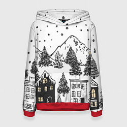 Женская толстовка Заснеженный черно-белый город