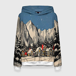 Женская толстовка Небольшой новогодний город в горах