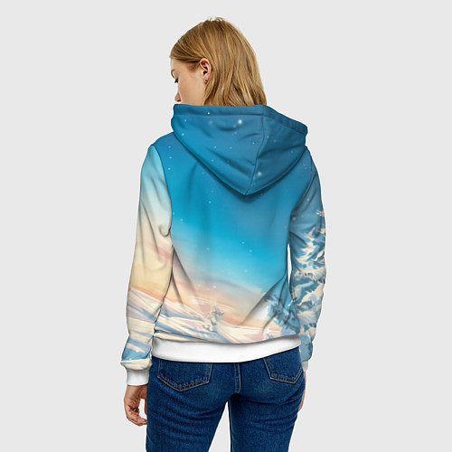 Женская толстовка Новогодняя лошадь в очках / 3D-Белый – фото 4