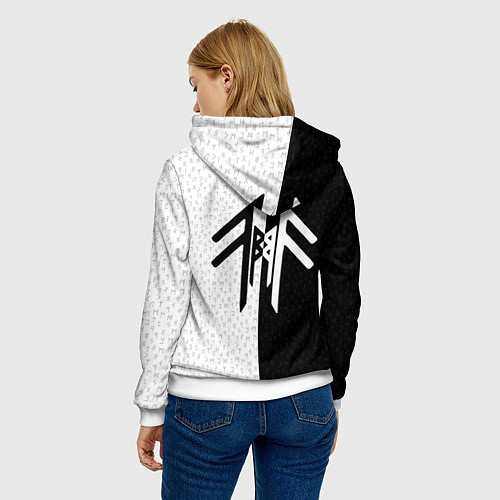 Женская толстовка Вегвизир и став бессмертия в рунах / 3D-Белый – фото 4