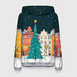 Женская толстовка Новогодняя ночь в городе