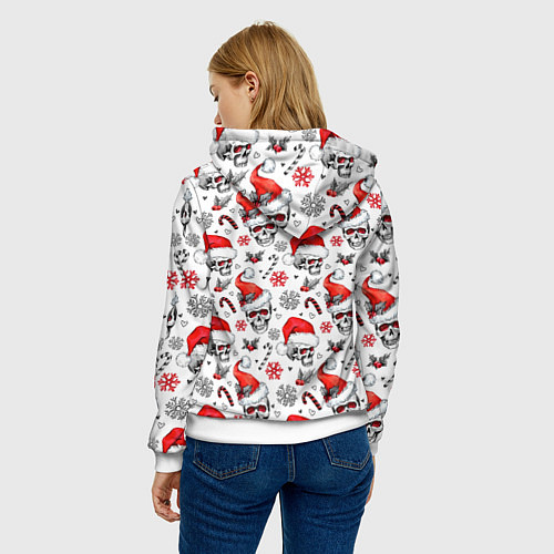 Женская толстовка Новогодние черепа / 3D-Белый – фото 4
