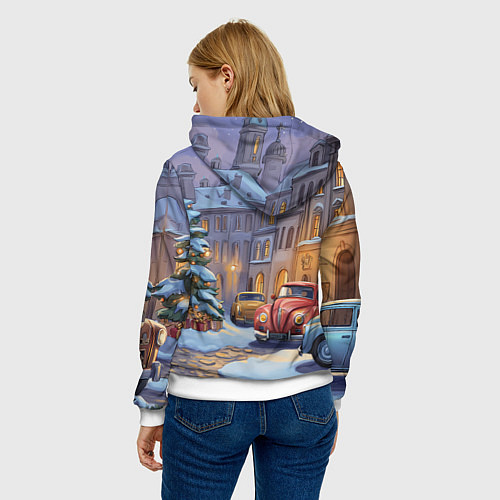Женская толстовка Новогодний снежный двор / 3D-Белый – фото 4