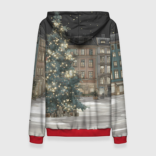 Женская толстовка Елка во дворе / 3D-Красный – фото 2