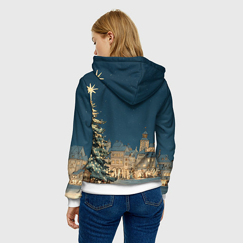 Женская толстовка Новогодняя атмосфера в городе / 3D-Белый – фото 4