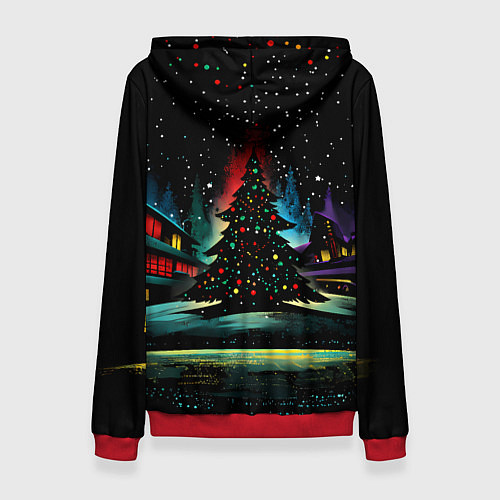 Женская толстовка Новый год на черном фоне / 3D-Красный – фото 2