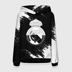 Женская толстовка Реал Мадрид черно белые краски