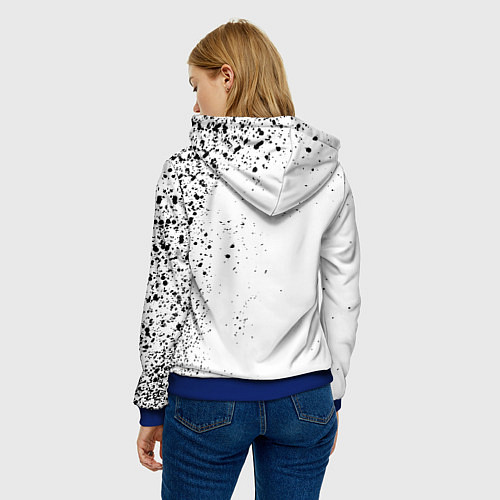 Женская толстовка Реал Мадрид черно белые краски / 3D-Синий – фото 4