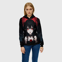 Толстовка-худи женская Девушка в стиле аниме в воде, цвет: 3D-черный — фото 2