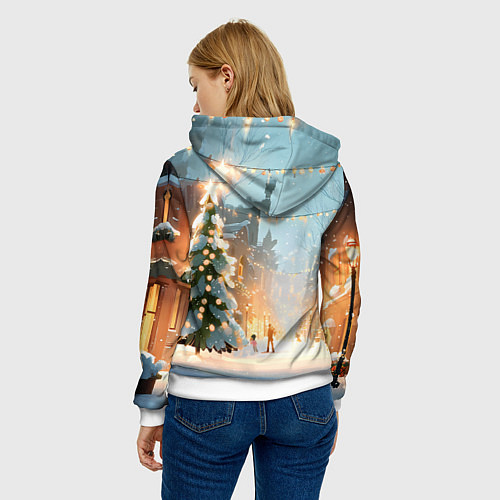 Женская толстовка Новогодняя елочка / 3D-Белый – фото 4