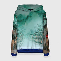 Женская толстовка Новогодняя туманная улица