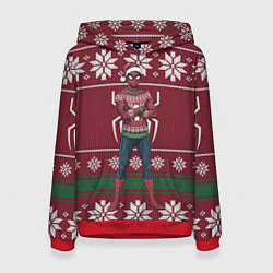 Женская толстовка Человек паук в вязаном свитере - новый год