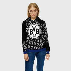 Толстовка-худи женская Borussia геометрия черно белая, цвет: 3D-синий — фото 2