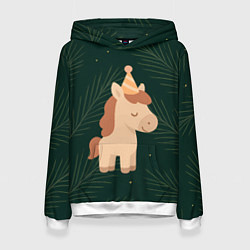 Женская толстовка Милая лошадка с колпаком