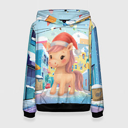 Женская толстовка Лошадка с новогоднем венком