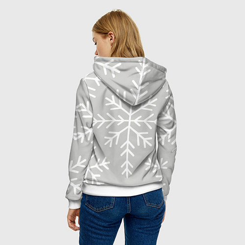 Женская толстовка Лошадь на фоне снижинок 2026 / 3D-Белый – фото 4