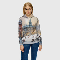 Толстовка-худи женская Снежный зимний Питер, цвет: 3D-меланж — фото 2