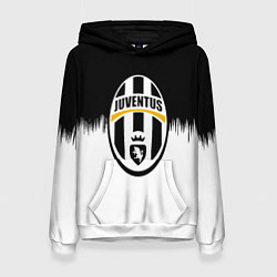 Женская толстовка Juventus черно белые краски текстура