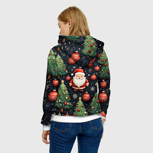 Женская толстовка Новый год паттерн Дед мороз / 3D-Белый – фото 4