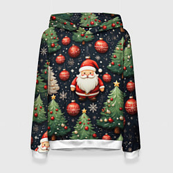 Женская толстовка Новый год паттерн Дед мороз