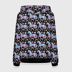 Женская толстовка Новогодние лошади y2k