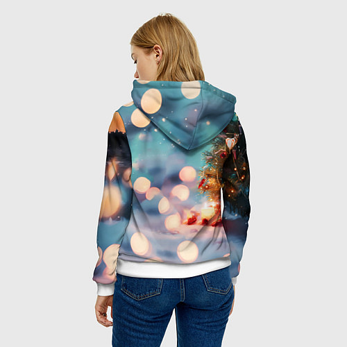Женская толстовка Рыжий маленький новогодний котенок / 3D-Белый – фото 4