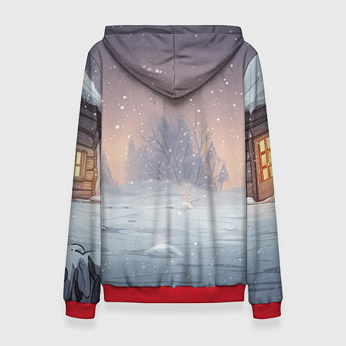 Женская толстовка Розовая новогодняя лошадка / 3D-Красный – фото 2