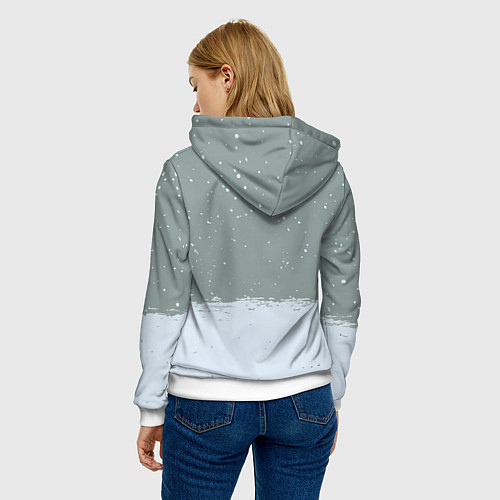 Женская толстовка Лошадка на фоне снегопада / 3D-Белый – фото 4