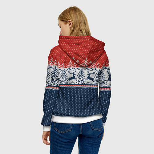 Женская толстовка Вязаный узор с оленями / 3D-Белый – фото 4