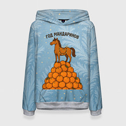 Толстовка-худи женская Год мандаринов 2026, цвет: 3D-меланж