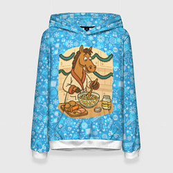 Женская толстовка Лошадь готовит Оливье на Новый год