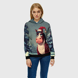 Толстовка-худи женская Уставшая лошадь, цвет: 3D-черный — фото 2