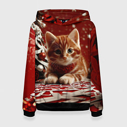 Женская толстовка Рыжий Новогодний котенок