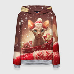 Женская толстовка Сфинкс новогодняя кошка