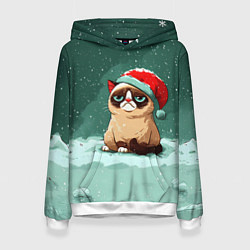 Женская толстовка Мем Новогодний котик