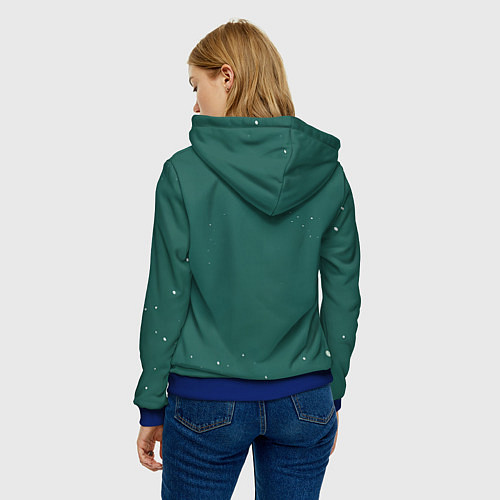 Женская толстовка Милый мем Новогодний котенок / 3D-Синий – фото 4