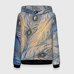 Женская толстовка Синие перья с самоцветами