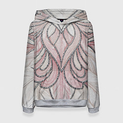 Женская толстовка Нежно розовый орнамент из перьев