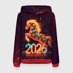 Женская толстовка Новогодняя мандариновая лошадь 2026