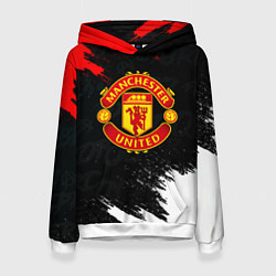 Толстовка-худи женская Манчестер Юнайтед текстура, цвет: 3D-белый