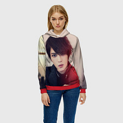 Толстовка-худи женская Kim JaeJoong, цвет: 3D-красный — фото 2