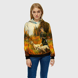 Толстовка-худи женская Охота на утку, цвет: 3D-черный — фото 2